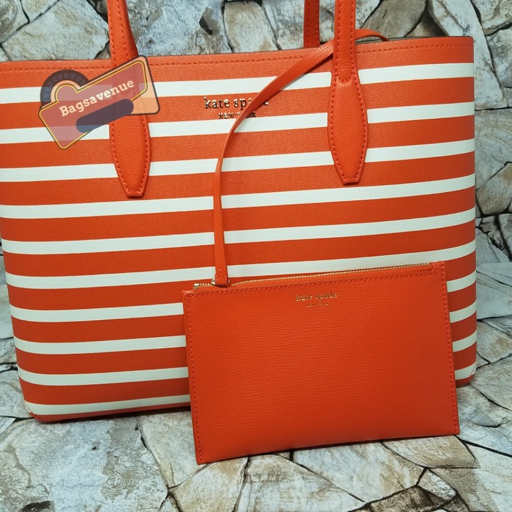 #bagsavenue FAST SHIPPING Large Tote All Day Sailing Stripe Tamarillo Kate Spade - Picture 11 of 11